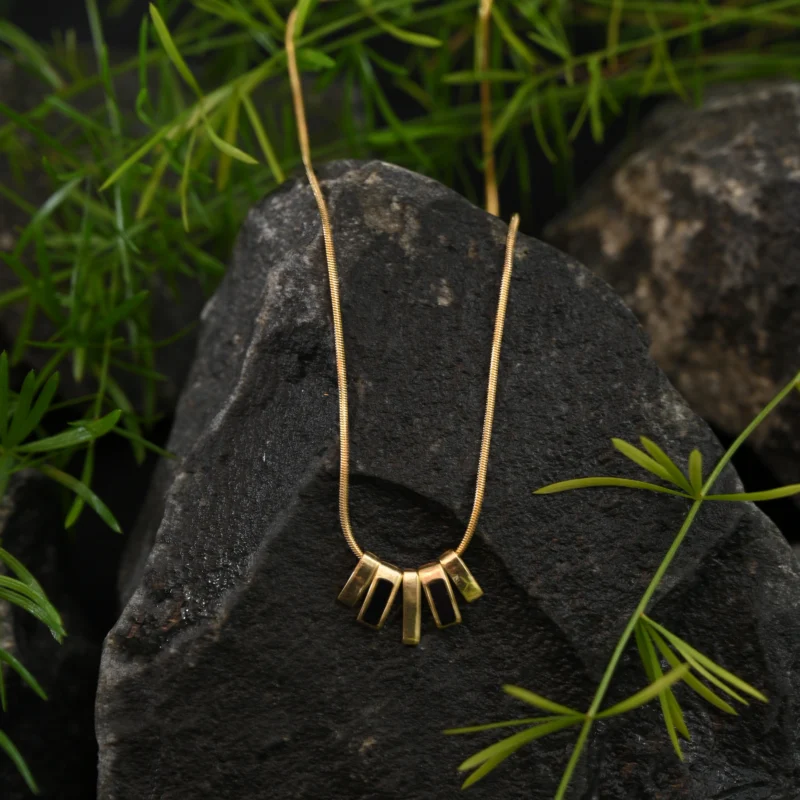 Luxe Radiance Black Enamel Pendant Necklace - Image 3
