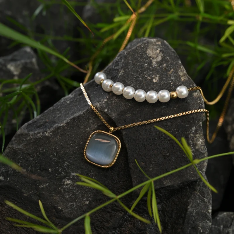 Pearl Whisper Dual-Layer Pendant Necklace - Image 2