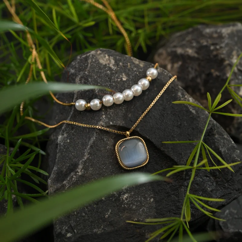 Pearl Whisper Dual-Layer Pendant Necklace - Image 3
