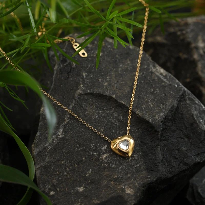 Golden Embrace Heart Pendant Necklace - Image 2