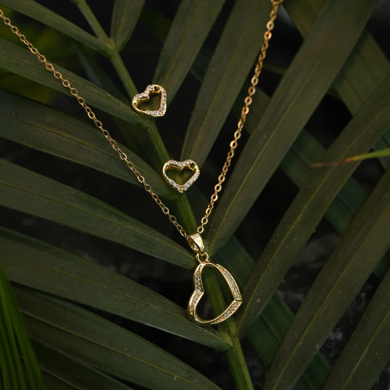 Golden Heartbeat Sparkle Pendant Set - Image 2