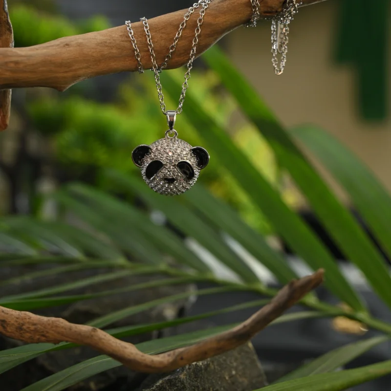 Glittering Panda Charm Pendant Set - Image 3
