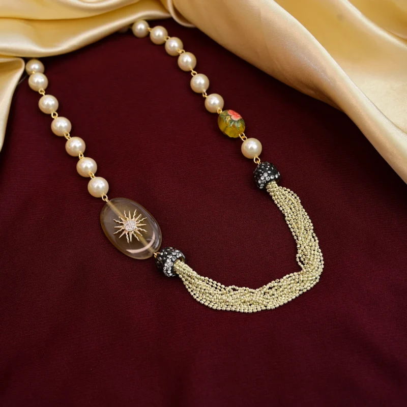 Vintage Pearl Tassel Statement Necklace - Image 2