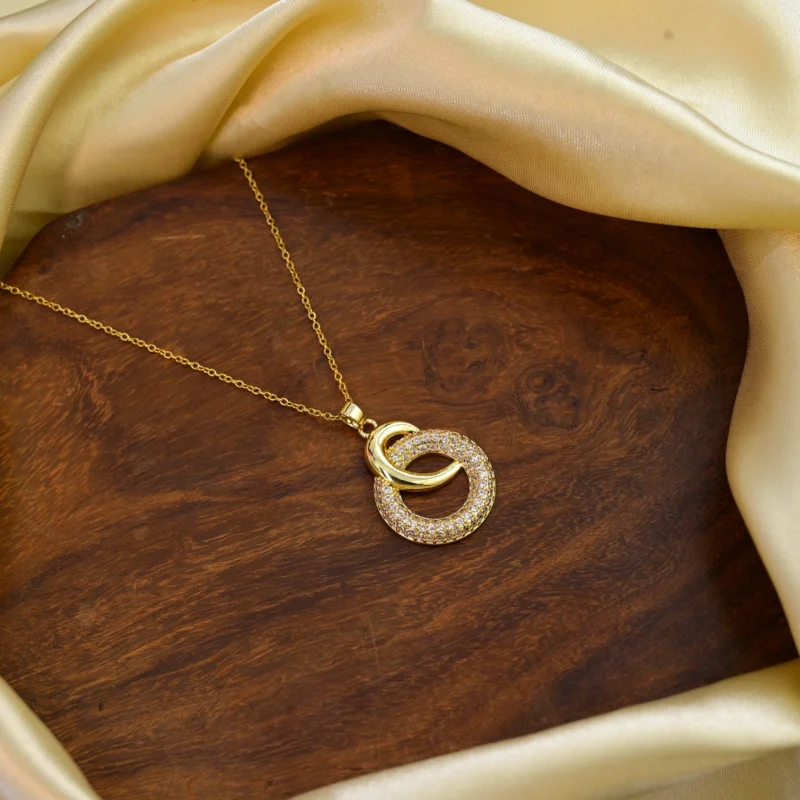 Radiant Interlocking Circle Pendant Necklace