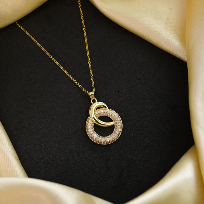 Radiant Interlocking Circle Pendant Necklace - Image 2