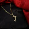 Elegant Dolphin Pendant in Gold with Crystal Accents