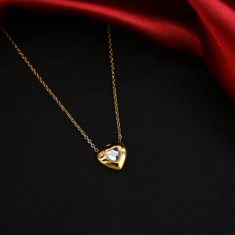Golden Embrace Heart Pendant Necklace