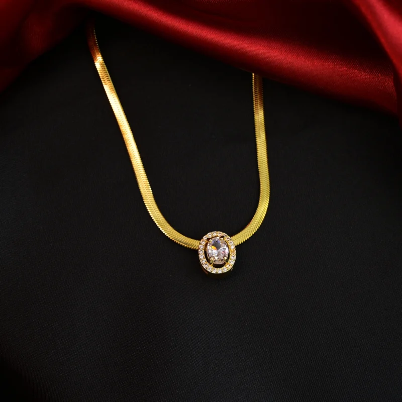 Elysian Oval Solitaire Gold Necklace