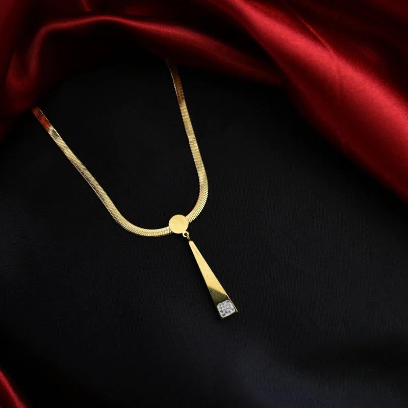 Elegant Gold-Tone Drop Pendant Necklace - Image 2