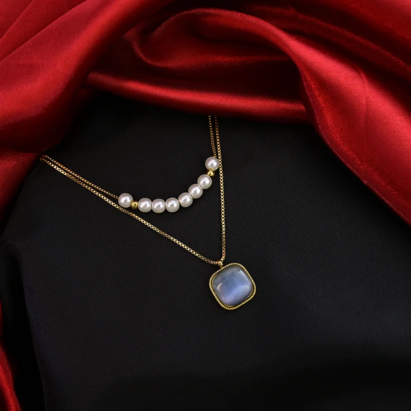 Pearl Whisper Dual-Layer Pendant Necklace