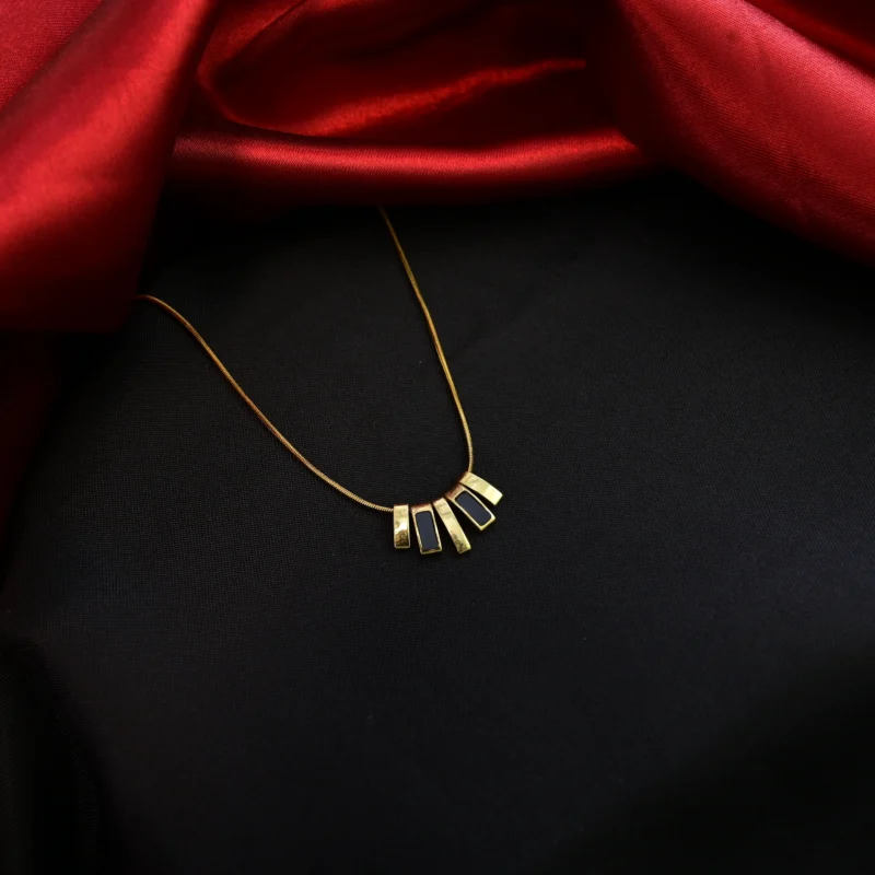 Luxe Radiance Black Enamel Pendant Necklace - Image 2