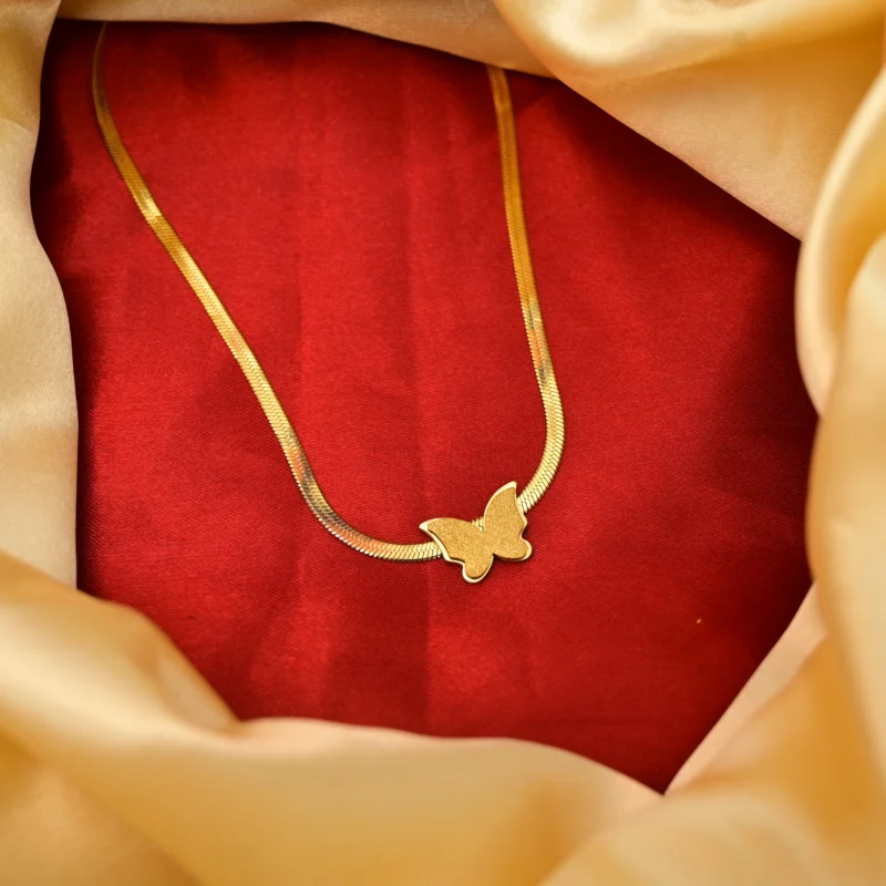 Golden Butterfly Charm Necklace Set - Image 4