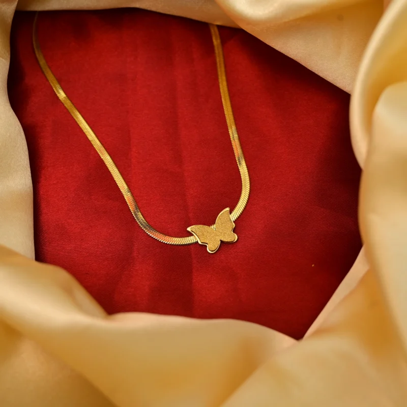 Golden Butterfly Charm Necklace Set - Image 5