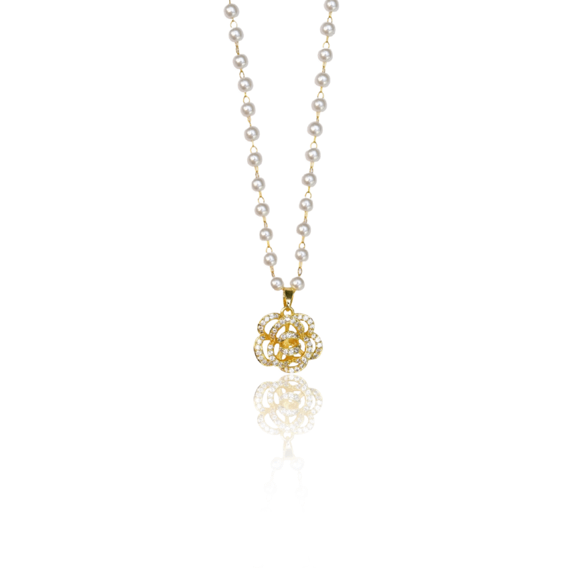 Pearl Bloom Rose Gold Necklace Set - Image 6