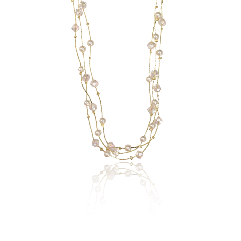 Crystal Glow Layered Pearl Necklace - Image 5