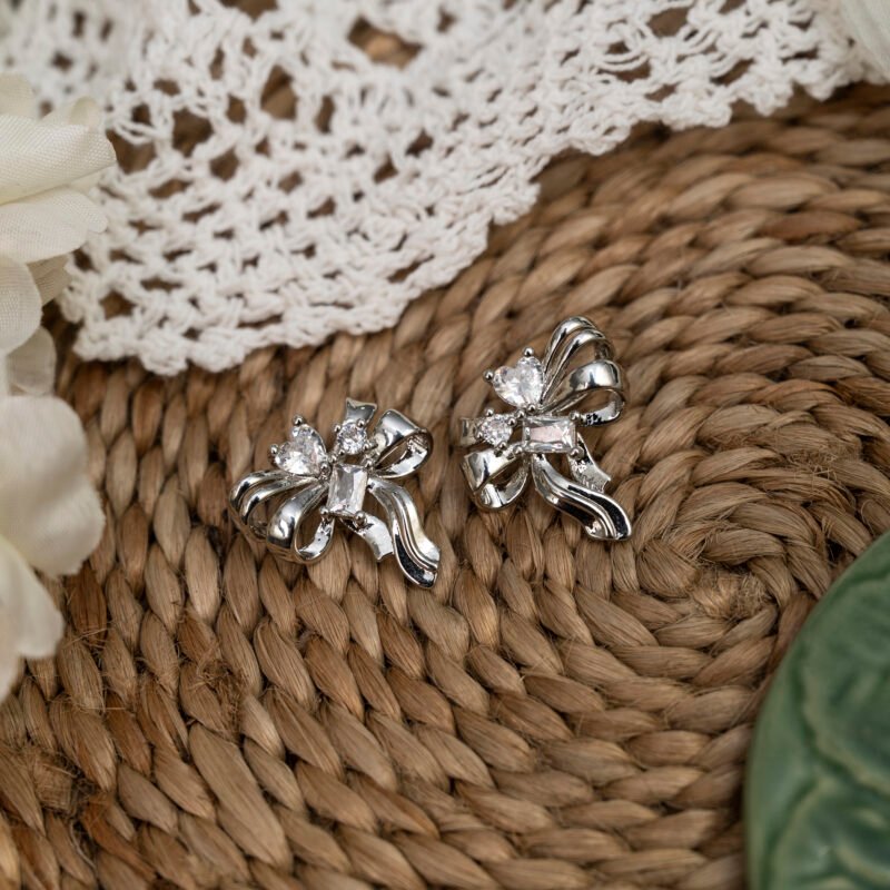 Elegant Ribbon Bow Stud Earrings