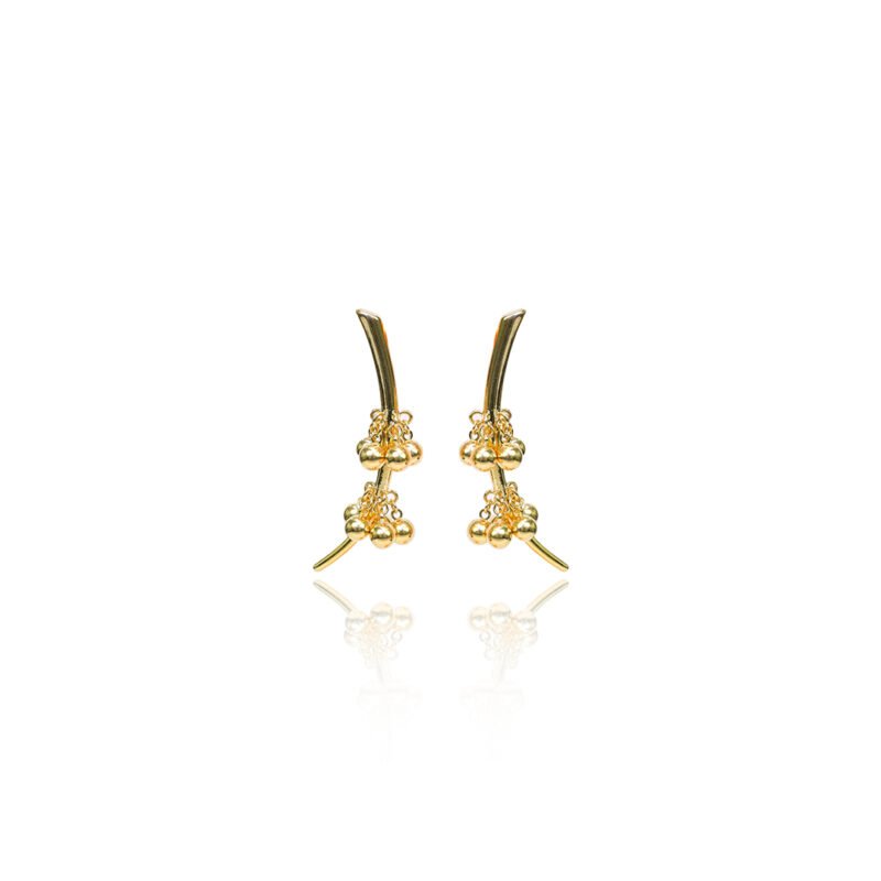 Golden Blossom Cluster Earrings - Image 2