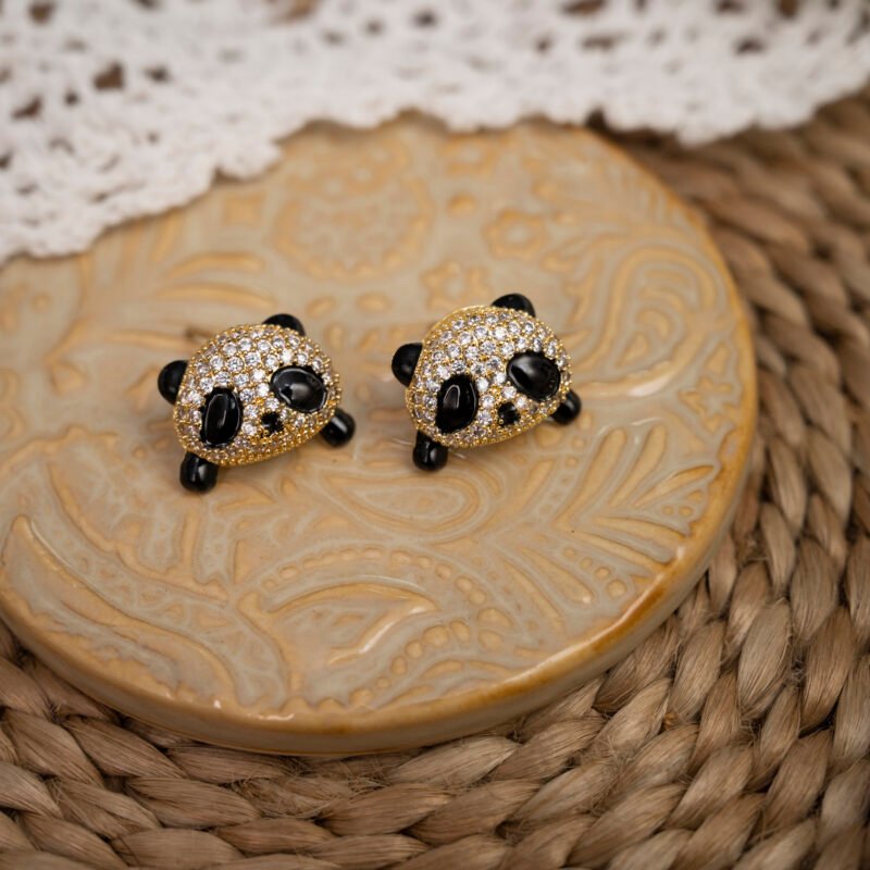 Sparkling Panda Stud Earrings