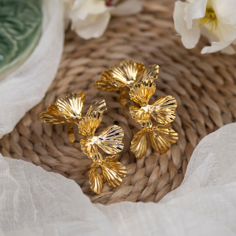 Golden Petal Cascade Earrings