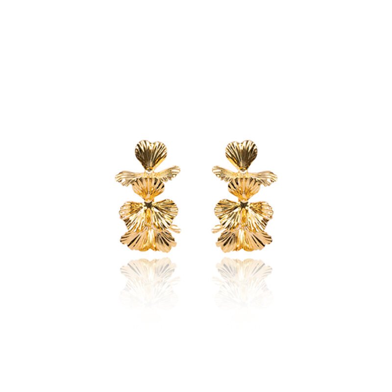 Golden Petal Cascade Earrings - Image 3