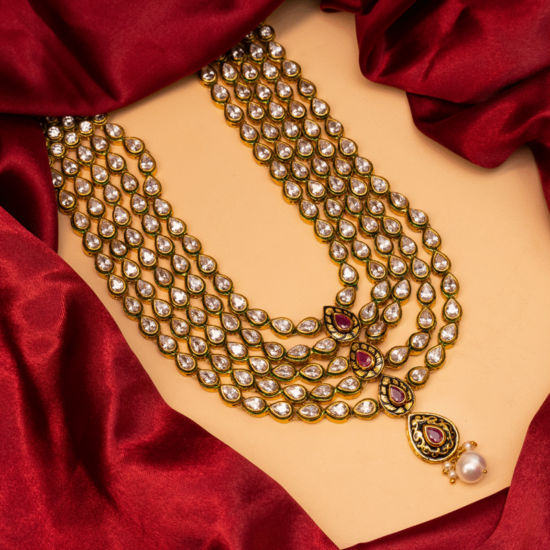 Regal Kundan Pearl Drop Necklace - Image 2