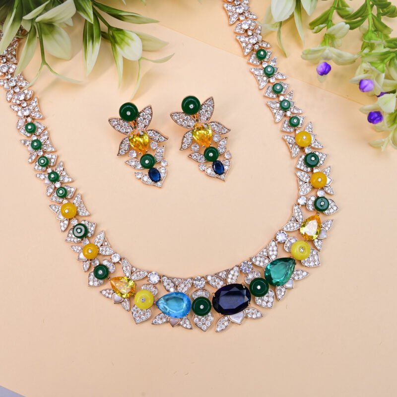 Royal Garden Gemstone Necklace Set - Image 2