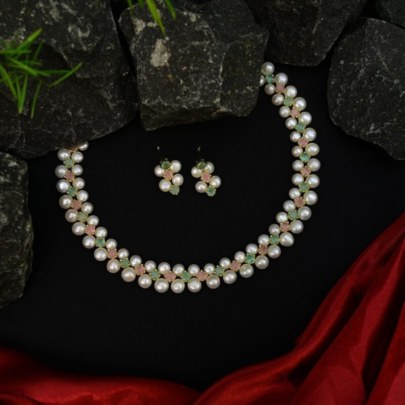 Pastel Blossom Pearl Jewelry Set