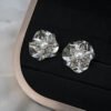 Silver Petal Pearl Stud Earrings