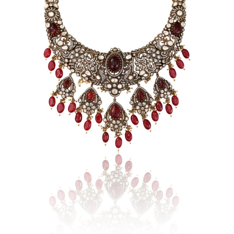 Ethnic Antique Red Stone Choker Necklace Set - Image 6
