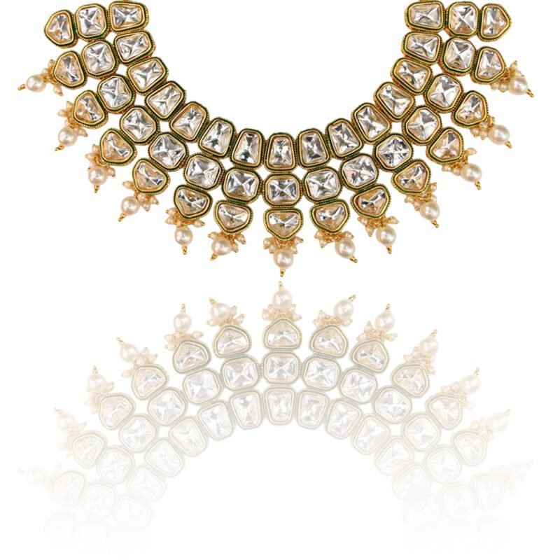Kundan Pearl Necklace Set - Image 5