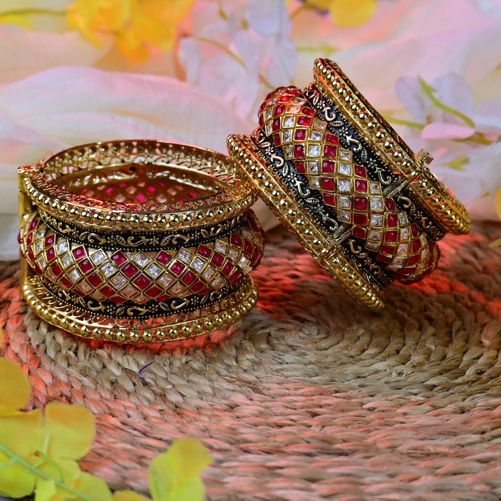 Royal Kundan Meenakari Gold-Plated Bangles - Image 3