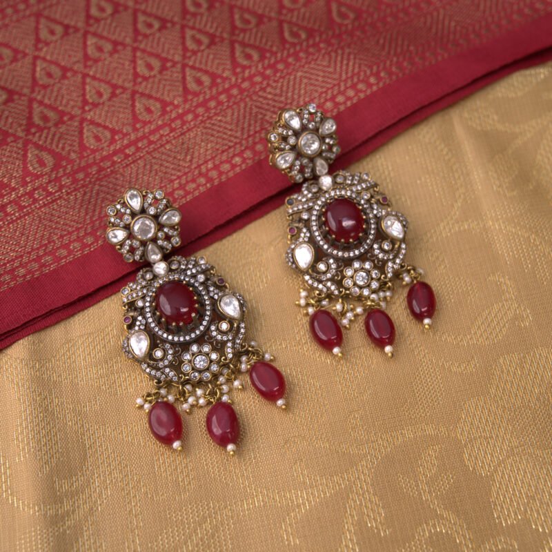 Ethnic Antique Red Stone Choker Necklace Set - Image 5