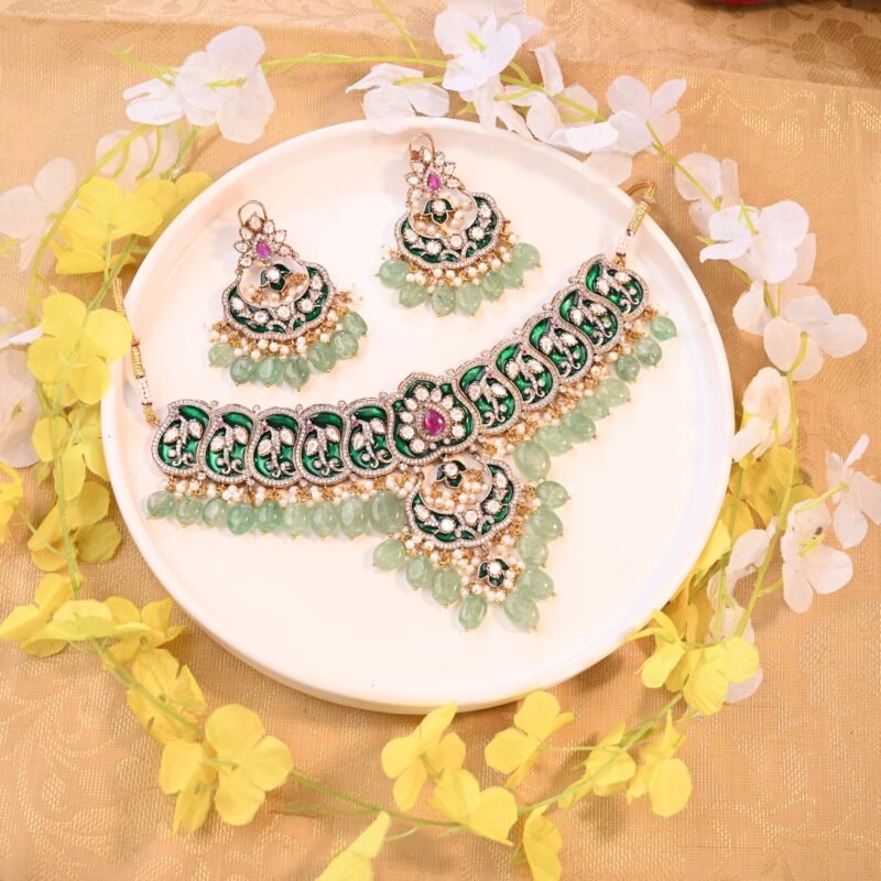 Handcrafted Bridal Meenakari Choker Necklace - Image 4