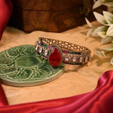 Royal Red Kundan Stone Bangle