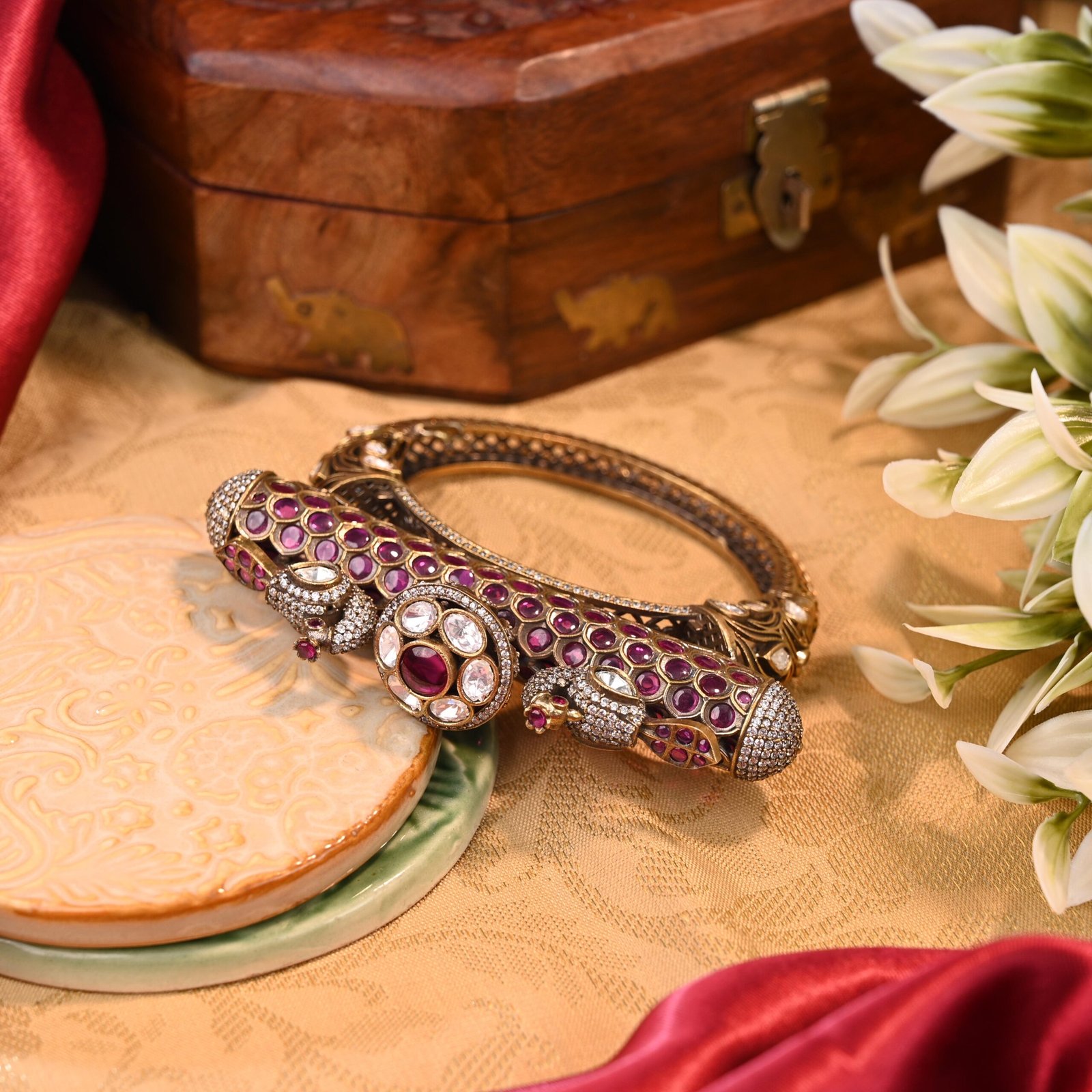 Royal Ruby and Diamond Encrusted Cuff - Image 4