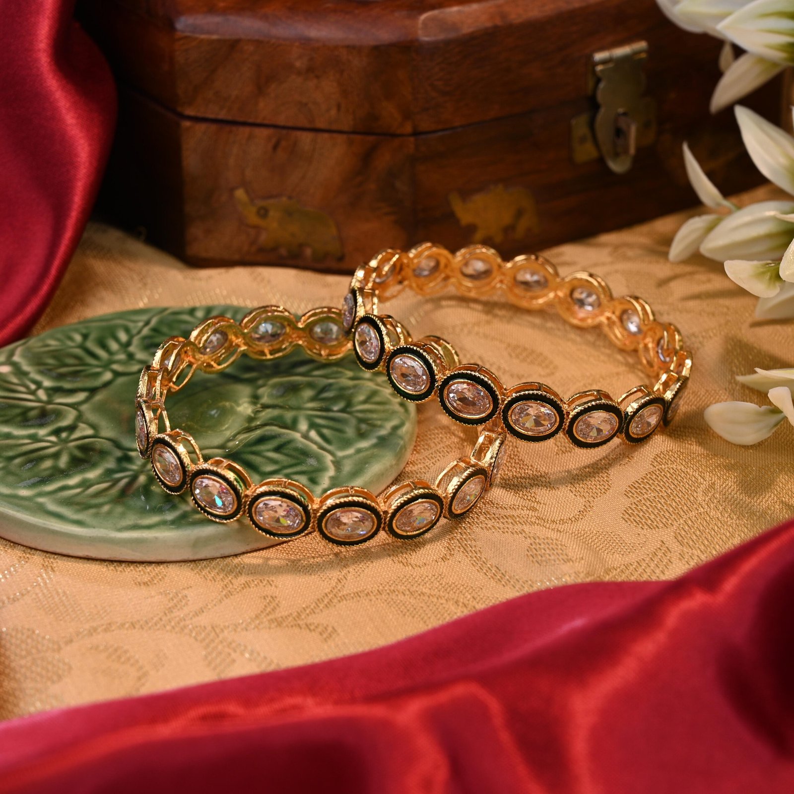 Aarohi Crystal Circle Bangles - Image 2