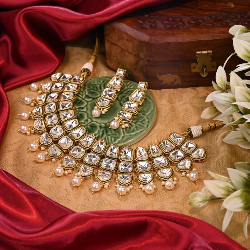 Kundan Pearl Necklace Set - Image 2