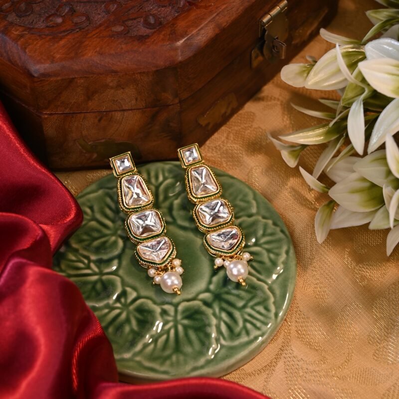 Kundan Pearl Necklace Set - Image 3