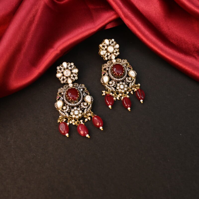 Ethnic Antique Red Stone Choker Necklace Set - Image 2