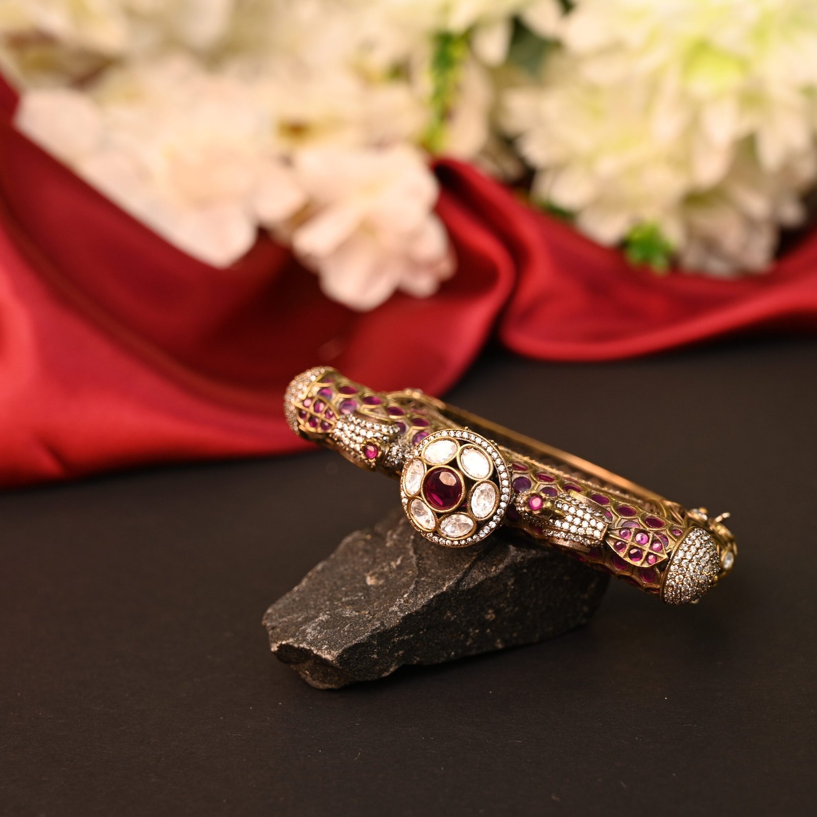 Royal Ruby and Diamond Encrusted Cuff - Image 2